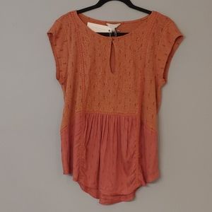 NWT Lucky Brand Short Sleeve Blouse Size L